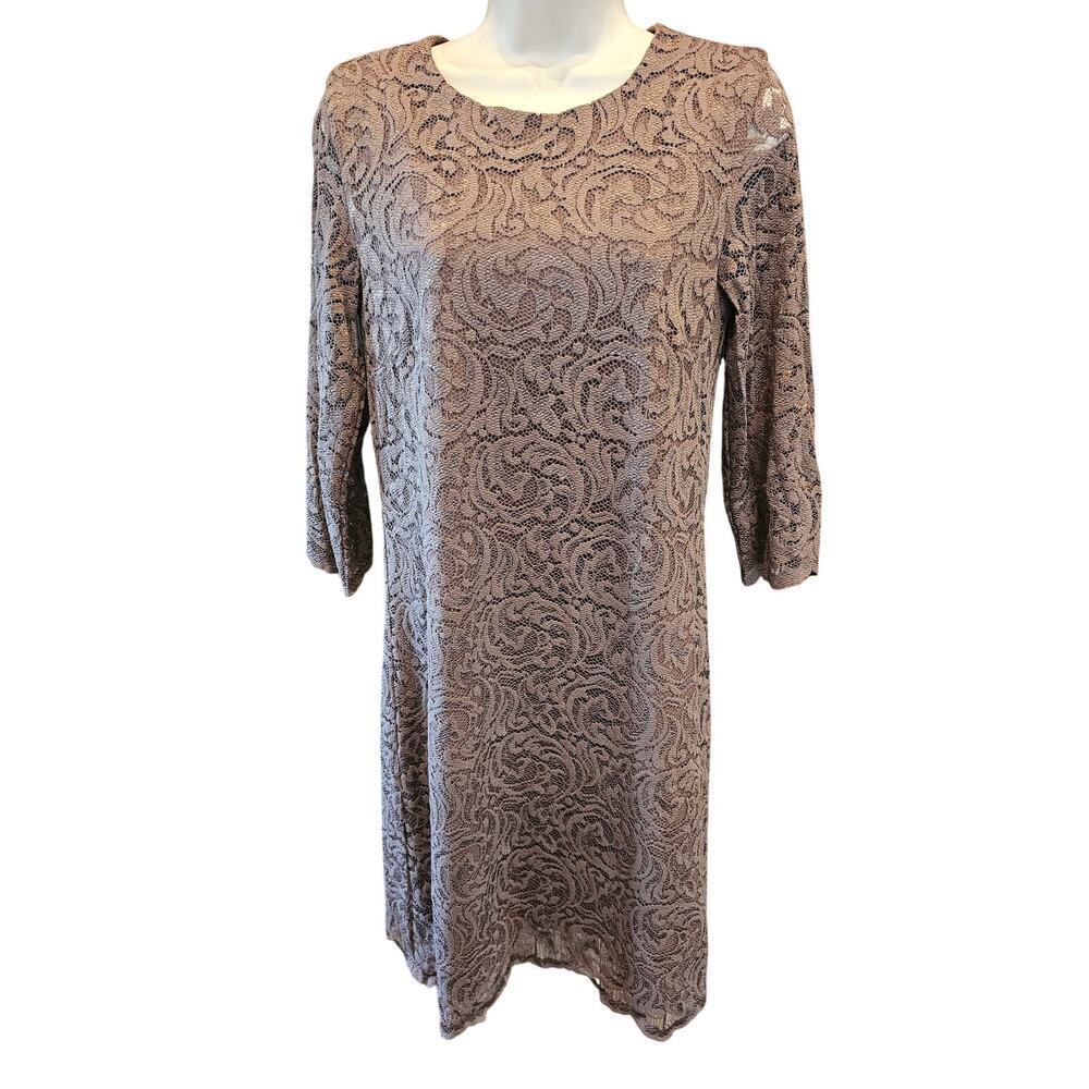 Garnet hill lace Overlay scoop neck lined dress NWOT neutral 6 coquette classy